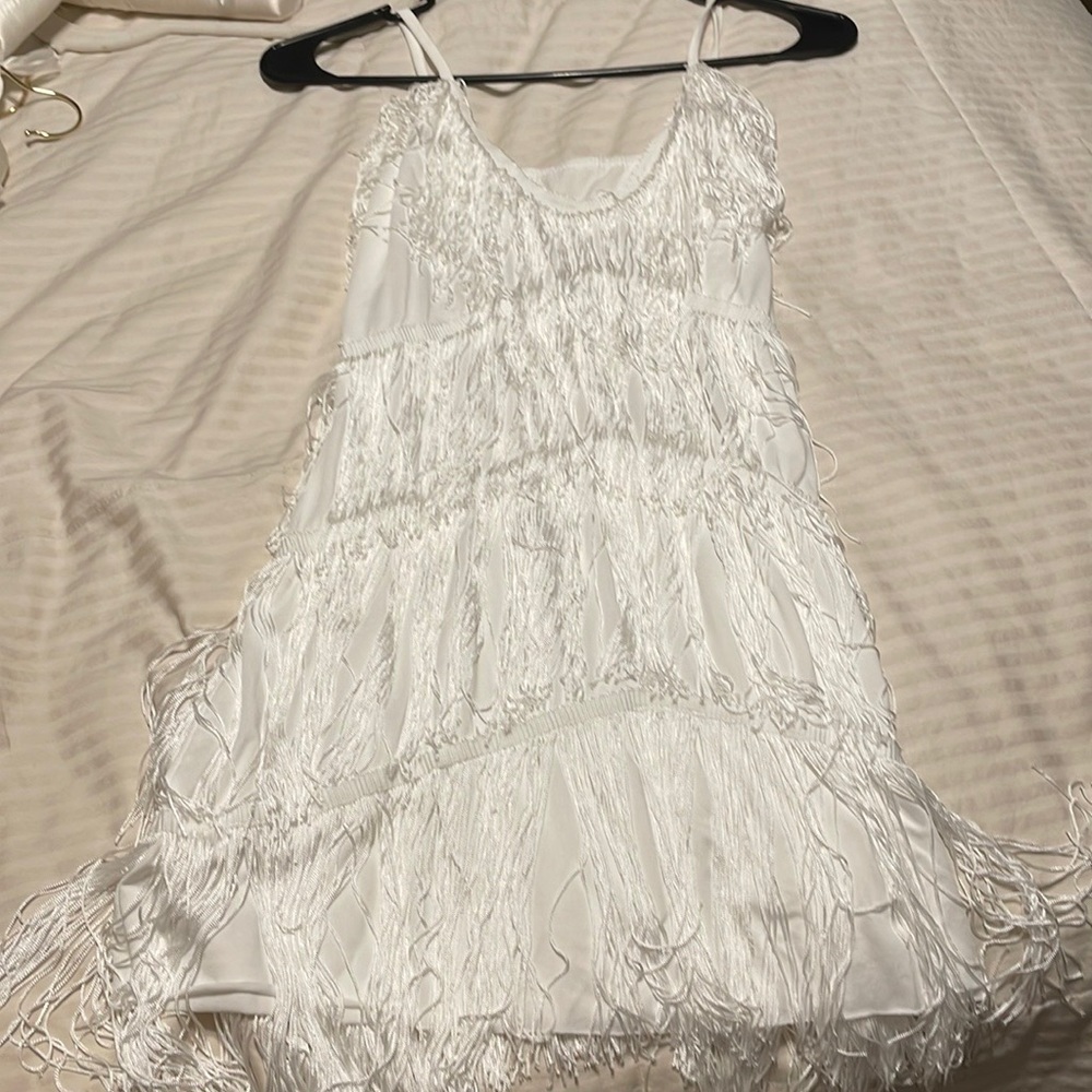 White Fringe Dress